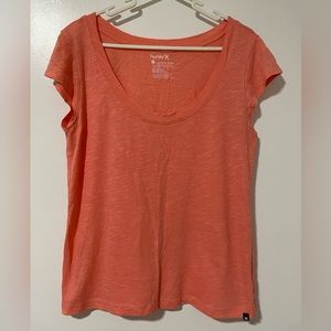 Hurley Salmon Deep Scoop Neck Soft T-shirt Sz L